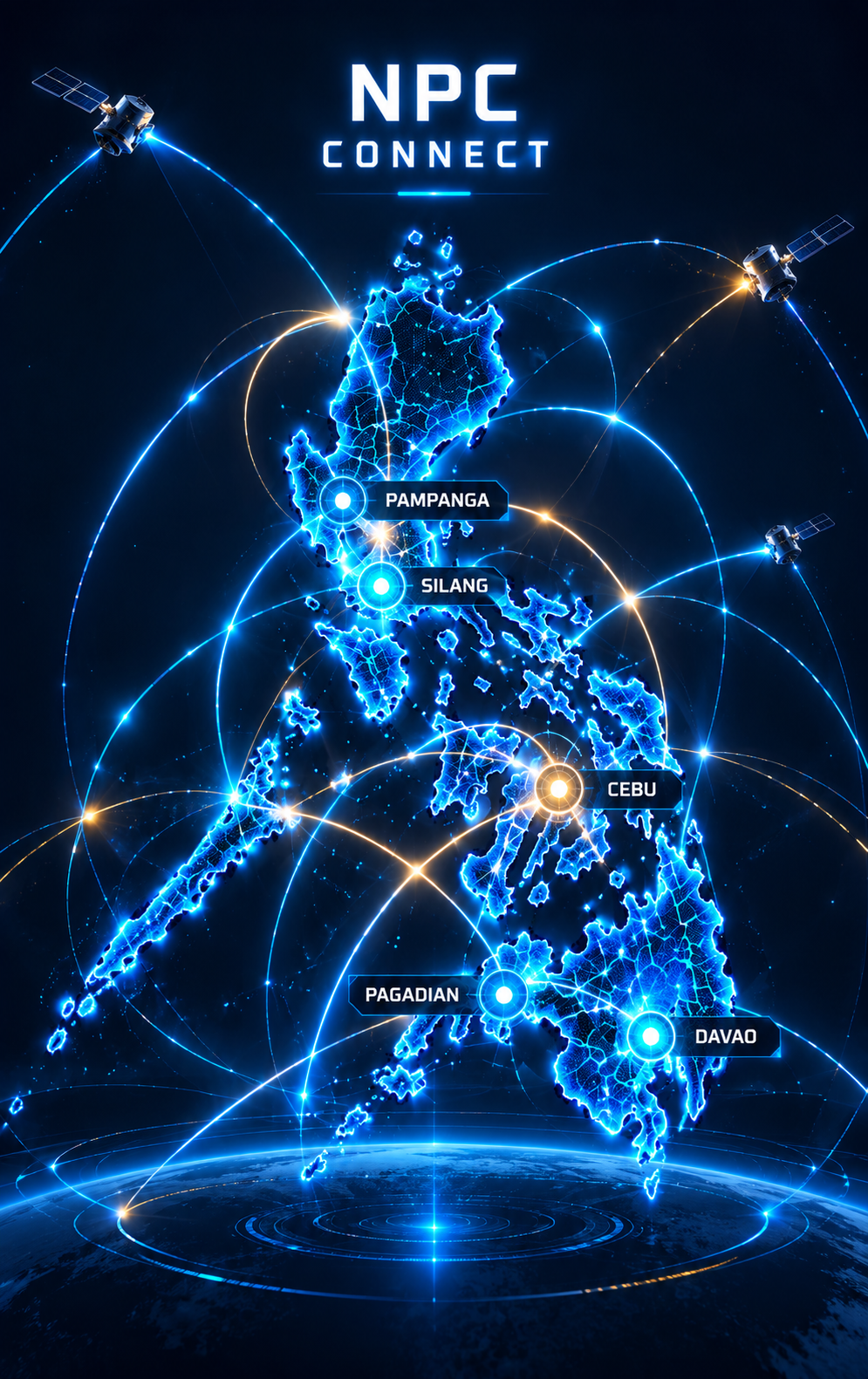 Electric-blue Philippine network map artwork